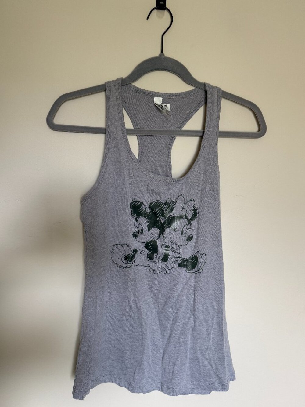 Mickey Minnie Mouse Tank Top Gray Racerback Disney Graphic Size M New Never Worn